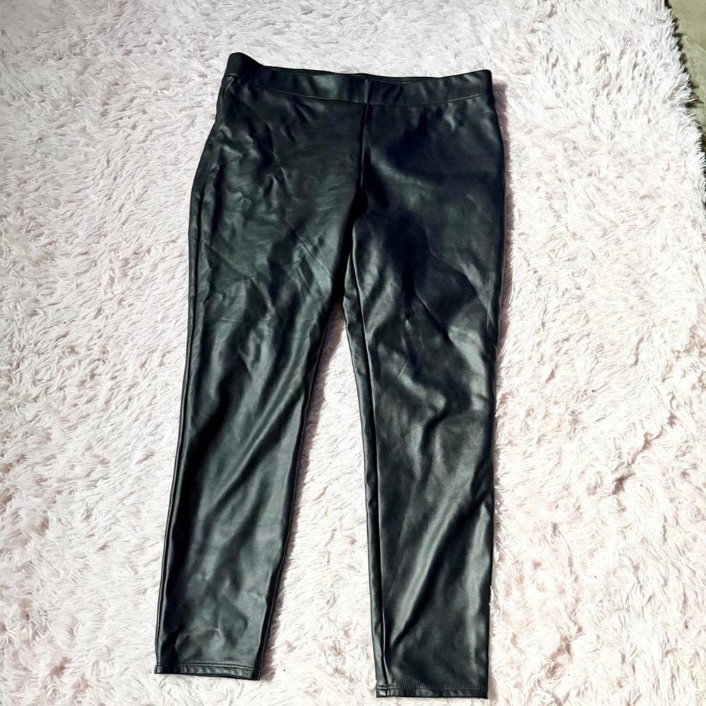 LOFT Faux Leather Edgy Grunge Gothic Emo Punk Statement Leggings Womens L Dark